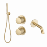 Badset inbouw Goud Geborsteld met geribbelde knop