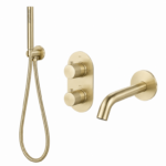 Badset inbouw rond Goud Geborsteld met geribbelde knop