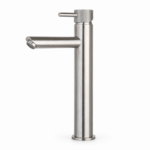 Wastafelmengkraan opbouw hoog rond Gun Metal met geribbelde knop