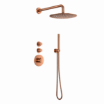 Doucheset inbouw deluxe Brons met geribbelde knop