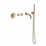 Badset inbouw deluxe rond Goud Geborsteld met geribbelde knop