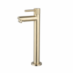 Fonteinkraan opbouw hoog rond Goud Geborsteld met geribbelde knop