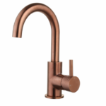 Wastafelmengkraan opbouw Largo Brons met geribbelde knop