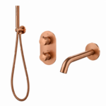Badset inbouw met geribbelde knop Brons