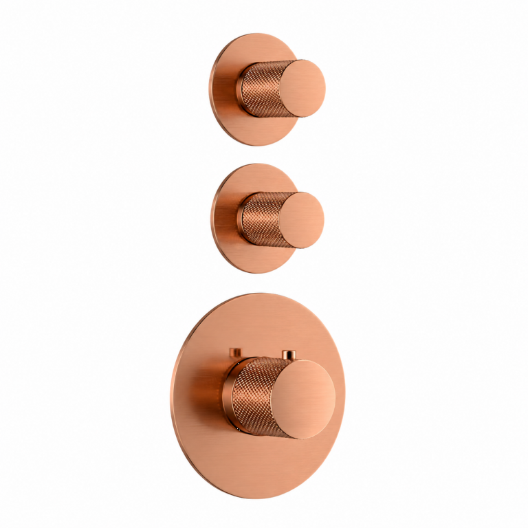 Doucheset inbouw deluxe Brons met geribbelde knop - Afbeelding 2