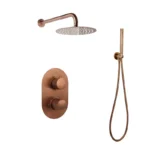 Doucheset inbouw Brons met geribbelde knop