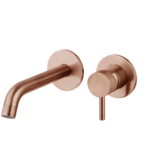 Wastafelmengkraan inbouw met box Brons met geribbelde knop