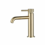 Wastafelmengkraan Slimline rond Goud Geborsteld met geribbelde knop