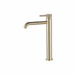 Wastafelmengkraan Slimline hoog rond Goud Geborsteld met geribbelde knop