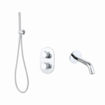 Badset inbouw rond Chroom met geribbelde knop