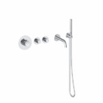 Badset inbouw deluxe met geribbelde knop Chroom