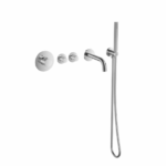 Badset inbouw deluxe met geribbelde knop RVS