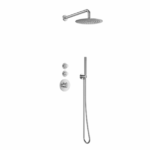 Doucheset inbouw deluxe rond RVS met geribbelde knop