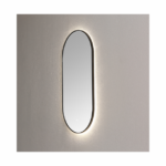 Spiegel ambiance ovaal Mat Zwart met indirecte LED verlichting, 3 kleur instelbaar & dimbaar