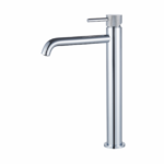 Wastafelmengkraan Slimline hoog rond Chroom met geribbelde knop