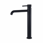 Wastafelmengkraan Slimline hoog rond Mat Zwart met geribbelde knop
