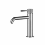Wastafelmengkraan Slimline rond RVS met geribbelde knop