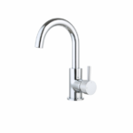Wastafelmengkraan opbouw Largo Chroom met geribbelde knop