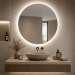 Ronde spiegel Gun Metal met LED verlichting, 3 kleur instelbaar & dimbaar incl. spiegelverwarming