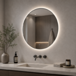 Ronde spiegel Mat Zwart met LED verlichting, 3 kleur instelbaar & dimbaar incl. spiegelverwarming