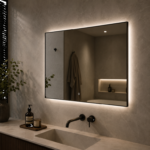Spiegel decor Mat Zwart met indirecte LED verlichting, 3 kleur instelbaar & dimbaar