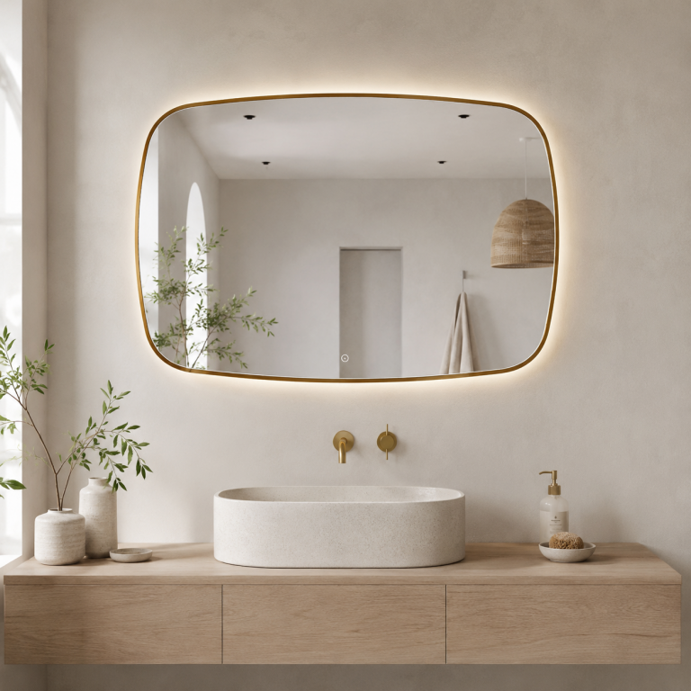 Spiegel element Goud Geborsteld met LED verlichting, 3 kleur instelbaar & dimbaar incl. spiegelverwa - Afbeelding 2