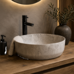Waskom Keramiek Rond Victoria Color Line Marmerlook Grijs