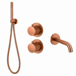 Badset inbouw afwerkringen Brons met geribbelde knop