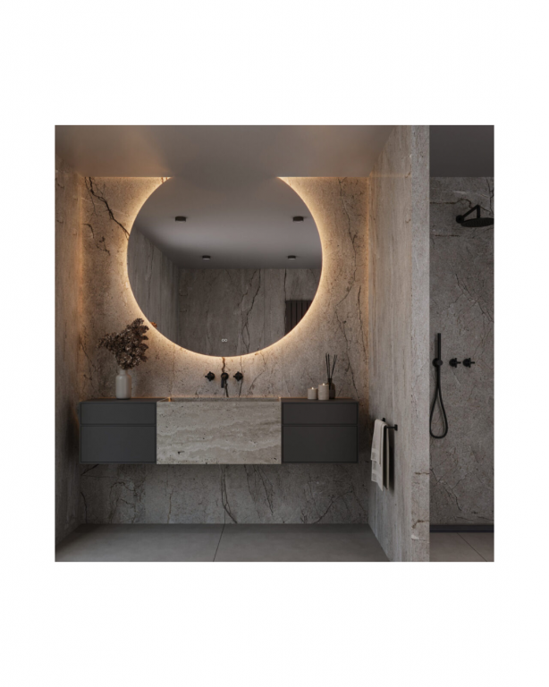 Spiegel sun-line plafond rond met indirecte LED verlichting in de afronding - Afbeelding 2